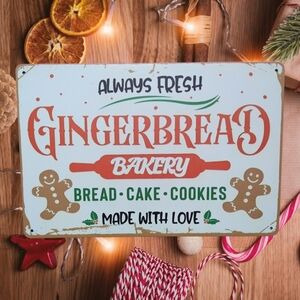 New Rustic Christmas  Holiday Tin Gingerbread Bakery Distressed Finish